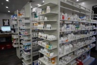 A photo of an area in a pharmacy with filled prescriptions.